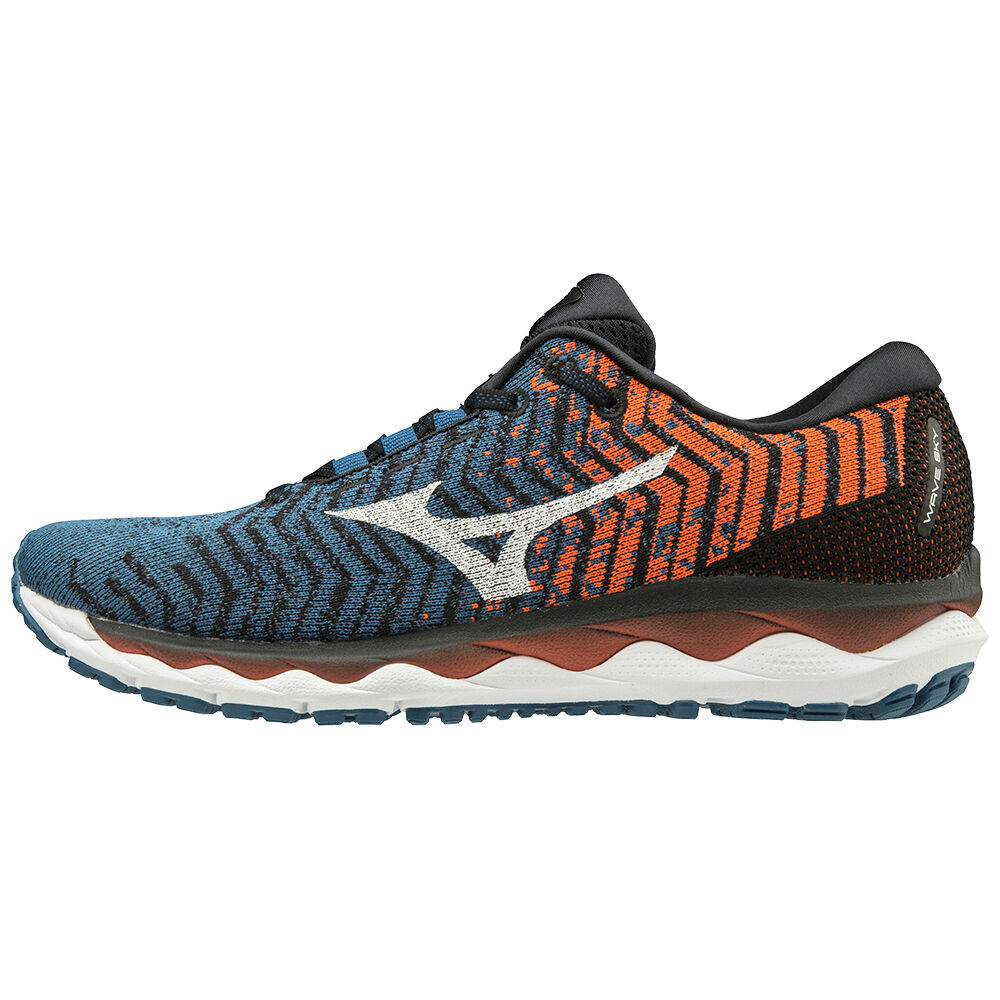 Tenis Para Correr Mizuno WAVE SKY WAVEKNIT 3 Para Hombre Azules/Blancos/Marrom 3425609-VY